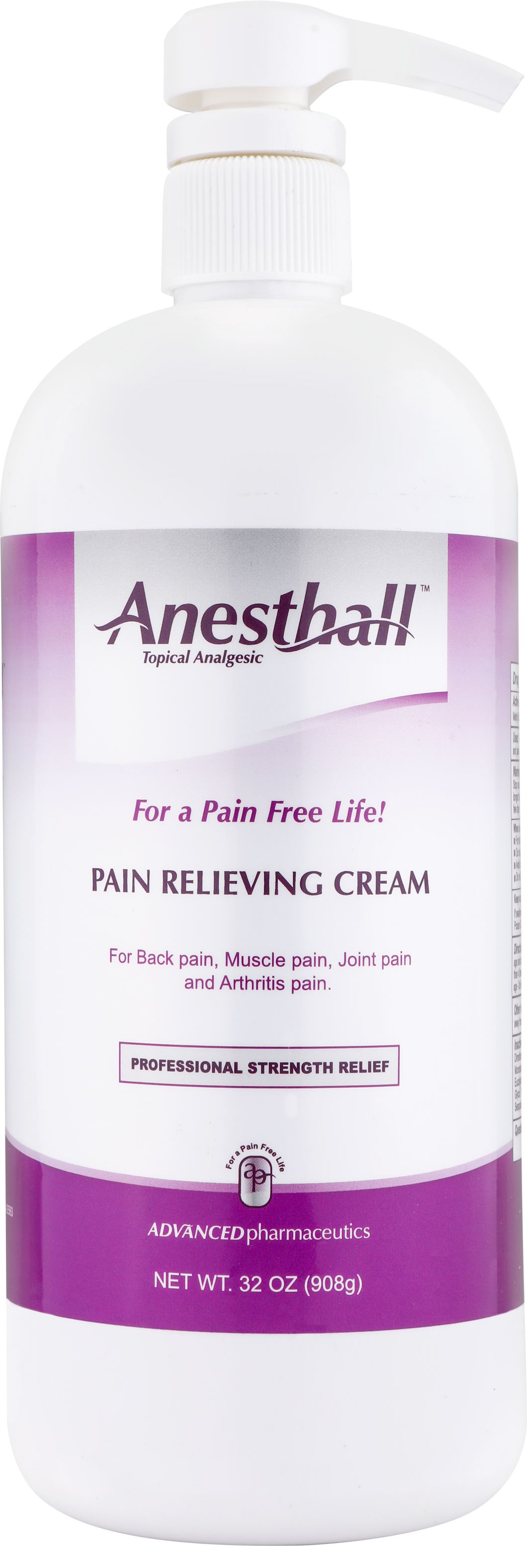 Anesthall Pain Relieving Cream 32 OZ. Pump Bottle - 4 Pack